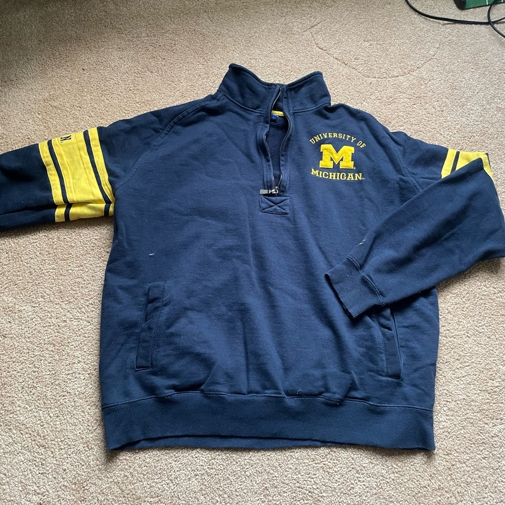 Vintage The University of Michigan Champion Heritage Quarter Zip Pullover Sz XL